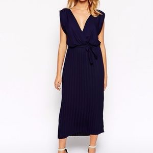 ASOS NAVY BLUE FLOWY MIDI DRESS